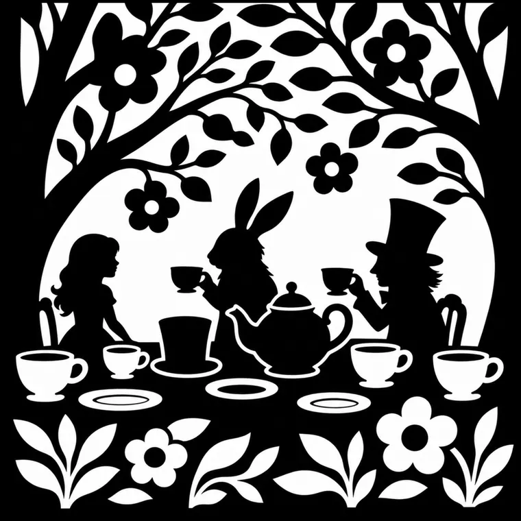 Finished silhouette: A Mad Tea Party